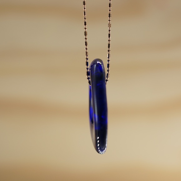 Wine Glass Necklace Cobalt Blue Upcycled Jewelry Sustainable Handmade Seaglass - Picture 7 of 9